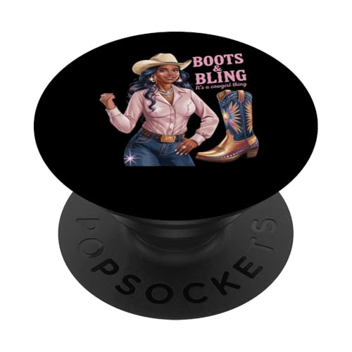 Black Cowgirl Melanin - Boots & Bling It's a Cowgirl Thing PopSockets Klebender PopGrip Black Cowgirl Melanin - Boots & Bling It's a Cowgirl Thing PopSockets Klebender PopGrip von Black History Texas African American Cowgirl South