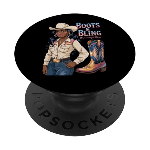 Black Cowgirl Melanin - Boots & Bling It's a Cowgirl Thing PopSockets Klebender PopGrip Black Cowgirl Melanin - Boots & Bling It's a Cowgirl Thing PopSockets Klebender PopGrip von Black History Texas African American Cowgirl South