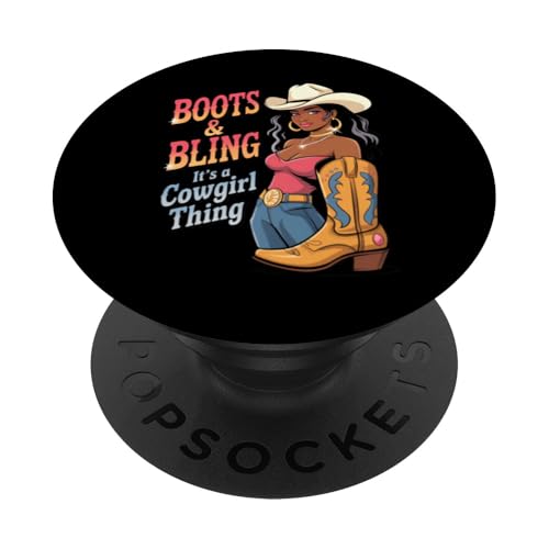Black Cowgirl Melanin - Boots & Bling It's a Cowgirl Thing PopSockets Klebender PopGrip Black Cowgirl Melanin - Boots & Bling It's a Cowgirl Thing PopSockets Klebender PopGrip von Black History Texas African American Cowgirl South
