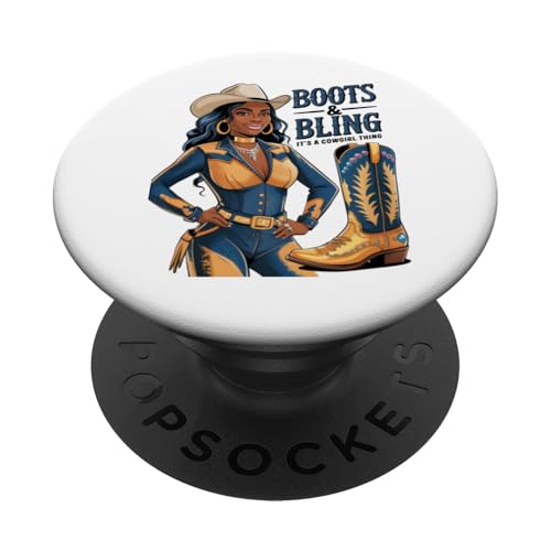 Black Cowgirl Melanin - Boots & Bling It's a Cowgirl Thing PopSockets Klebender PopGrip Black Cowgirl Melanin - Boots & Bling It's a Cowgirl Thing PopSockets Klebender PopGrip von Black History Texas African American Cowgirl South