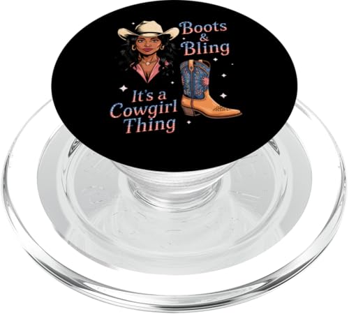 Black Cowgirl Melanin - Boots & Bling It's a Cowgirl Thing PopSockets PopGrip für MagSafe von Black History Texas African American Cowgirl South
