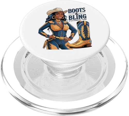 Black Cowgirl Melanin - Boots & Bling It's a Cowgirl Thing PopSockets PopGrip für MagSafe von Black History Texas African American Cowgirl South