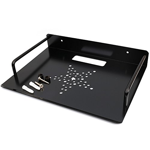 Black Menba Aluminium Legierung Wandhalterung Regalhalterung für TV Zubehör WiFi Router TV Box Set Top Box (Schwarz, 26 x 21 cm) von Xiboya textile