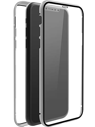 Black Rock - Hülle 360 Grad Glass Case Passend für Apple iPhone 11, Handyhülle, Cover, Kabelloses Laden, Kratzschutz,Transparent mit silbernem Rahmen von Black Rock