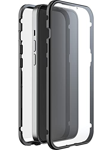 Black Rock - Hülle 360 Grad Glass Case Passend für Apple iPhone 14 Pro I Handyhülle, Magnet Verschluss (Transparent mit schwarzem Rahmen) von Black Rock