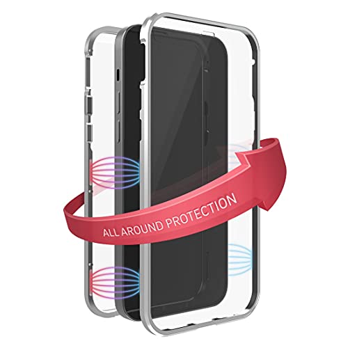 Black Rock - Hülle 360 Grad Glass Case Passend für Apple iPhone 13 Mini I Magnet Verschluss, Durchsichtig, Cover (Transparent mit silbernem Rahmen) von Black Rock