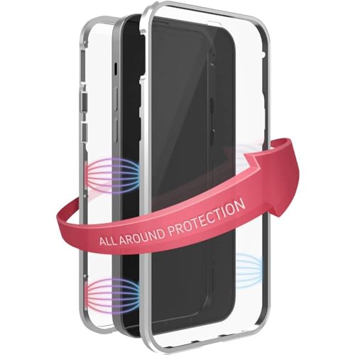 Black Rock - Hülle 360 Grad Glass Case Passend für Apple iPhone 13 Mini I Magnet Verschluss, Durchsichtig, Cover (Transparent mit silbernem Rahmen) von Black Rock