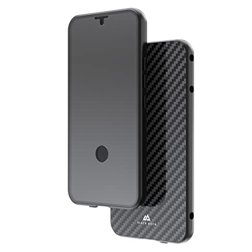 Black Rock - Hülle 360 Grad Glass Case Real Carbon Passend für Samsung Galaxy S23 5G I Handyhülle, Magnet Verschluss (Transparent mit schwarzem Rahmen) von Black Rock
