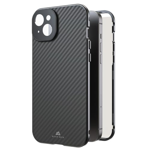 Black Rock Hülle für iPhone 15 Plus (Carbon Beschichtung, Kameraschutz, Metallrahmen, 360° Rundumschutz, Wireless Charging kompatibel, ultradünn, Slim, Magnet, Cover, Handyhülle, Case) Real Carbon von Black Rock