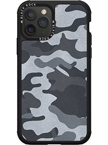 Black Rock - Robust Case Real Leather Camouflage Hülle für Apple iPhone 11 Pro | Cover, Leder Handyhülle, kabelloses Laden, Lederhülle, rutschfest (Camo Schwarz) von Black Rock
