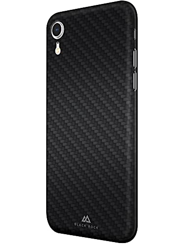 Black Rock - Ultra Thin Iced Case Hülle kompatibel mit Apple iPhone XR I halb-transparent, dünn, schlank, PU Cover, kabelloses Laden, Fiber, Karbon (Flex-Carbon-Schwarz) von Black Rock
