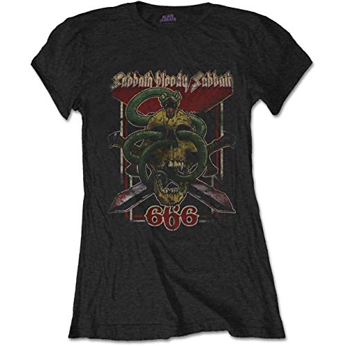 Black Sabbath T Shirt Bloody Sabbath 666 Nue offiziell Damen Skinny Fit Schwarz L von Black Sabbath