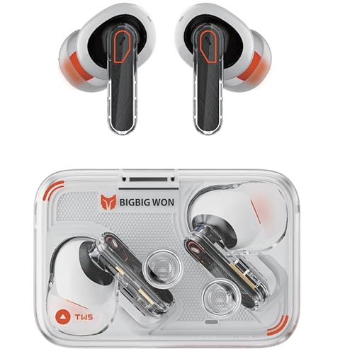 BIGBIG Won True Wireless Bluetooth Kopfhörer, Leichtes Transparentes Design, Aktive Geräuschunterdrückung Bluetooth 5.3 In-Ear-Kopfhörer, Wasserbeständig, 25H Hören, Gaming/Musik Dual-Mode - Weiße BIGBIG Won True Wireless Bluetooth Kopfhörer, Leichtes Transparentes Design, Aktive Geräuschunterdrückung Bluetooth 5.3 In-Ear-Kopfhörer, Wasserbeständig, 25H Hören, Gaming/Musik Dual-Mode - Weiße von Black Shark