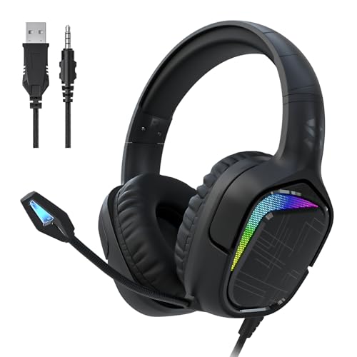 Black Shark Gaming Headset für PC PS4 PS5 Xbox Nintendo Switch, Kopfhörer mit Kabel und RGB Licht, Ultraklarem Mikrofon, Noise Cancelling Headphones for Gamer von Black Shark