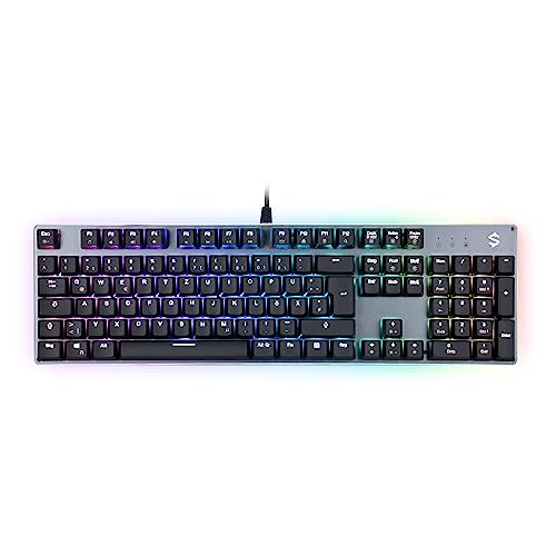Black Shark Mechanical Gaming Keyboard Full 104-Keys All Metal Panel, LED RGB Backlit USB Wired Keyboard with Green Switch, Quiet Click Sound Mechanical Keyboard for Windows, Desktop, Computer, PC von Black Shark