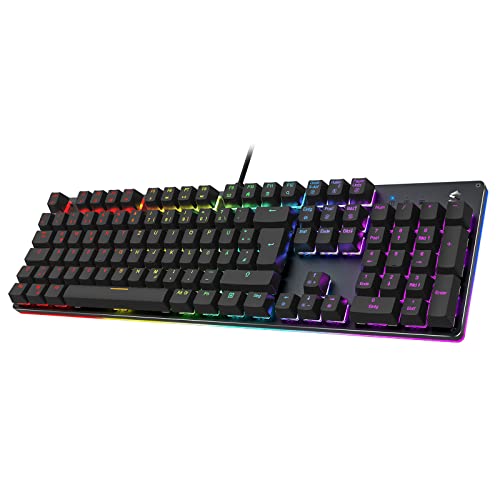 Black Shark Mechanische Gaming Tastatur RGB-Beleuchtung, QWERTZ Deutsches Layout, Blauen Schaltern, Anti-Ghosting 105 Tasten, Metall Platte, Voll Programmierbare Gaming Tastatur, für PC Gamers von Black Shark