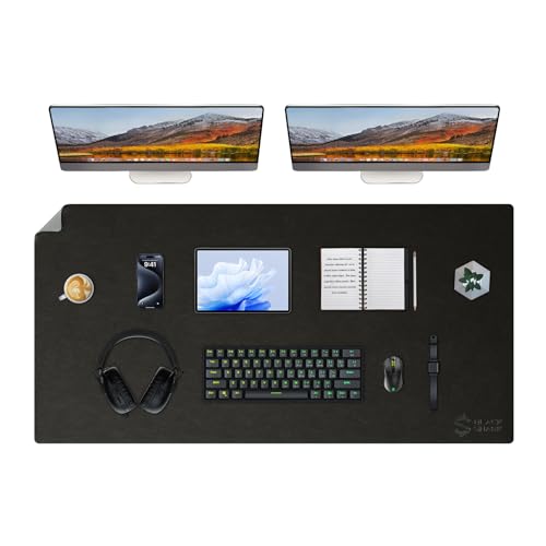 Black Shark Multifunktionale Große Schreibtischunterlage, Gaming-Mauspad, XXL rutschfeste Desktopschutzunterlage, Wasserdichte Lederschreibtischunterlage (1200 x600 x 3mm) - Manta P11 Schwarz von Black Shark