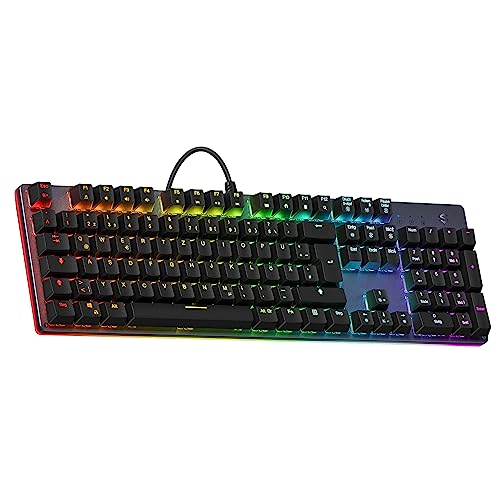 Black Shark RGB Mechanische Gaming Tastatur mit Rote Schalter, QWERTZ German Layout, 105 Tasten Kabelgebundene Tastatur für PC von Black Shark