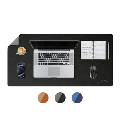 Black Shark rutschfeste Lederschreibtischunterlage, Tastatur-Gaming-Mausmatte (800 x400 x 3mm), Große Schreibtischabdeckung, Wasserdichte Schreibunterlage - Manta P9 Schwarz von Black Shark