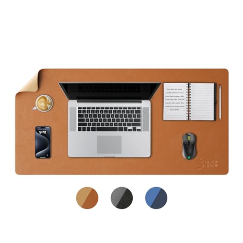 Black Shark rutschfeste Lederschreibtischunterlage, Tastatur-Gaming-Mausmatte (800 x400 x 3mm), Große Schreibtischabdeckung, Wasserdichte Schreibunterlage - Manta P9 Braun von Black Shark