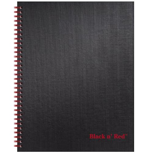 Black n' Red Notebook, Hardcover, Premium Optik Papier, Scribzee App kompatibel, umweltfreundlich, langlebige Spiralbindung, 27,9 x 20,3 cm, 70 doppelseitige linierte Blätter, 1 Stück (K67030) von Black n' Red