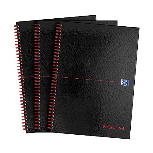 Oxford „Black n‘ Red“-Notizbuch, A4, Hardcover, Draht-gebunden, 140 Seiten, Schwarz/Rot Einzeln 3 Stück von Black n' Red