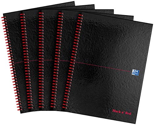 Oxford „Black n‘ Red“-Notizbuch, A4, Hardcover, Draht-gebunden 5er-Pack A4 schwarz/red von Black n' Red