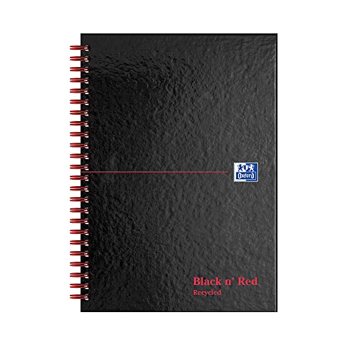 Schwarz n'Red A5 Notizbuch, gebunden, recycelt, doppelt, Schwarz/Rot von Black n' Red