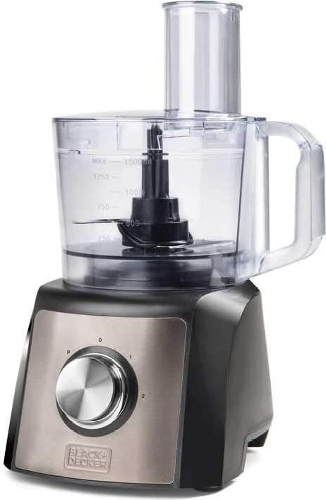 Black+Decker BXFPA1200E Universal-Küchenmaschinen, 1200, Edelstahl, Grau (BXFPA1200E) von Black & Decker