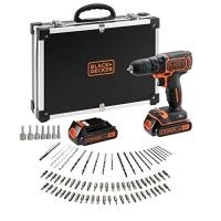 Black & Decker Akkuschrauber BDCDC18BAFC + 80tlg. Zubehör 18V, 2x 1,5Ah Li Akkus, 80tlg. (BDCDC18BAFC) von Black & Decker