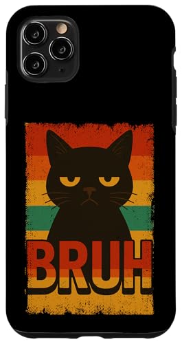Lustige Bruh schwarze Katze Vintage Retro Mama Papa Kinder Hülle für iPhone 11 Pro Max von BlackCatAxis1