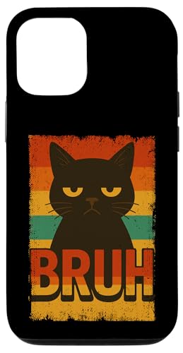 Lustige Bruh schwarze Katze Vintage Retro Mama Papa Kinder Hülle für iPhone 12/12 Pro von BlackCatAxis1