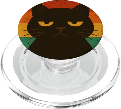 Lustige Bruh schwarze Katze Vintage Retro Mama Papa Kinder PopSockets PopGrip für MagSafe von BlackCatAxis1
