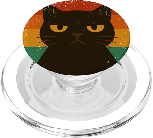 Lustige schwarze Katze Bruh Vintage Retro Mama Papa Kinder PopSockets PopGrip für MagSafe von BlackCatAxis1