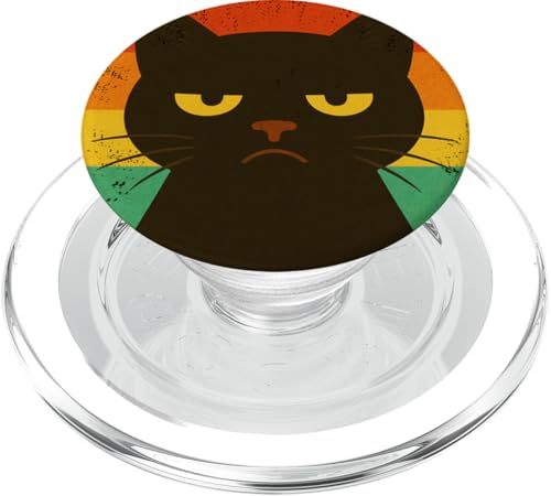 Lustige schwarze Katze Bruh Vintage Retro Mama Papa Kinder PopSockets PopGrip für MagSafe von BlackCatAxis1