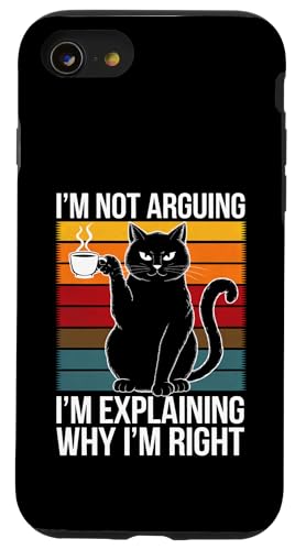 Lustige schwarze Katze I'm not arguing I'm Explaining Mom Dad Hülle für iPhone SE (2020) / 7 / 8 von BlackCatAxis1