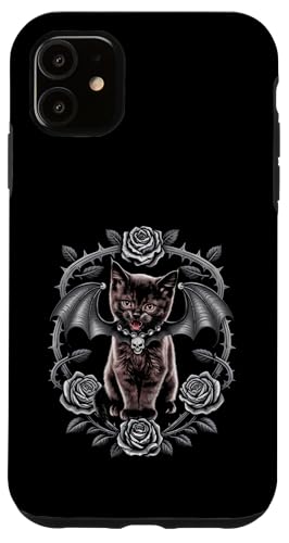 Schwarze Katze, Gothic, Kätzchen, Halloween, Totenköpfe, Rose, Mutter, Papa Hülle für iPhone 11 Schwarze Katze, Gothic, Kätzchen, Halloween, Totenköpfe, Rose, Mutter, Papa Hülle für iPhone 11 von BlackCatAxis1
