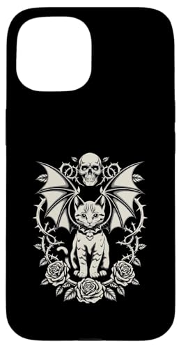 Schwarze Katze, Gothic, Kätzchen, Halloween, Totenköpfe, Rose, Mutter, Papa Hülle für iPhone 15 Schwarze Katze, Gothic, Kätzchen, Halloween, Totenköpfe, Rose, Mutter, Papa Hülle für iPhone 15 von BlackCatAxis1