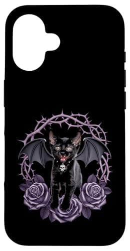 Schwarze Katze, Gothic, Kätzchen, Halloween, Totenköpfe, Rose, Mutter, Papa Hülle für iPhone 16 Schwarze Katze, Gothic, Kätzchen, Halloween, Totenköpfe, Rose, Mutter, Papa Hülle für iPhone 16 von BlackCatAxis1