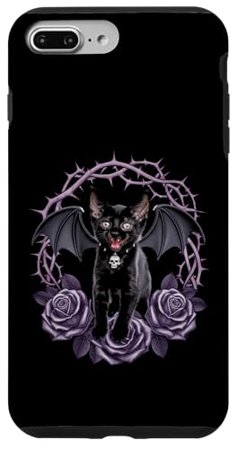 Schwarze Katze, Gothic, Kätzchen, Halloween, Totenköpfe, Rose, Mutter, Papa Hülle für iPhone 7 Plus/8 Plus von BlackCatAxis1