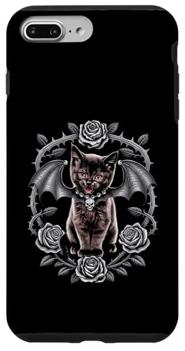 Schwarze Katze, Gothic, Kätzchen, Halloween, Totenköpfe, Rose, Mutter, Papa Hülle für iPhone 7 Plus/8 Plus von BlackCatAxis1