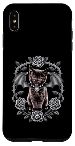 Schwarze Katze, Gothic, Kätzchen, Halloween, Totenköpfe, Rose, Mutter, Papa Hülle für iPhone XS Max von BlackCatAxis1