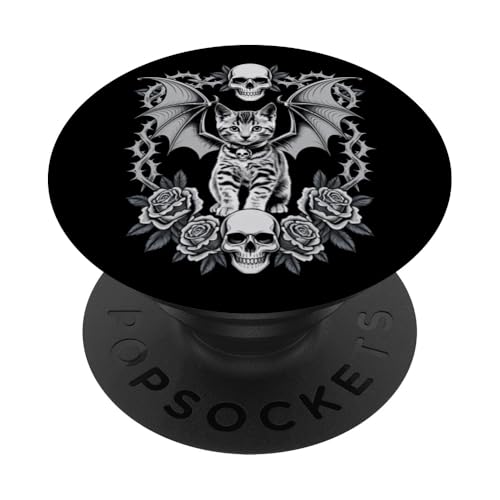 Schwarze Katze, Gothic, Kätzchen, Halloween, Totenköpfe, Rose, Mutter, Papa PopSockets Klebender PopGrip Schwarze Katze, Gothic, Kätzchen, Halloween, Totenköpfe, Rose, Mutter, Papa PopSockets Klebender PopGrip von BlackCatAxis1
