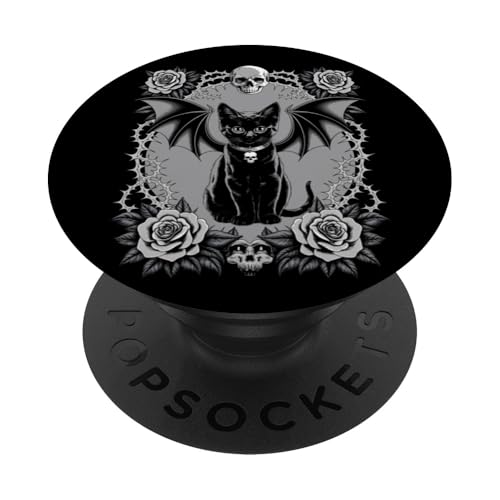 Schwarze Katze, Gothic, Kätzchen, Halloween, Totenköpfe, Rose, Mutter, Papa PopSockets Klebender PopGrip Schwarze Katze, Gothic, Kätzchen, Halloween, Totenköpfe, Rose, Mutter, Papa PopSockets Klebender PopGrip von BlackCatAxis1