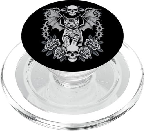 Schwarze Katze, Gothic, Kätzchen, Halloween, Totenköpfe, Rose, Mutter, Papa PopSockets PopGrip für MagSafe Schwarze Katze, Gothic, Kätzchen, Halloween, Totenköpfe, Rose, Mutter, Papa PopSockets PopGrip für MagSafe von BlackCatAxis1