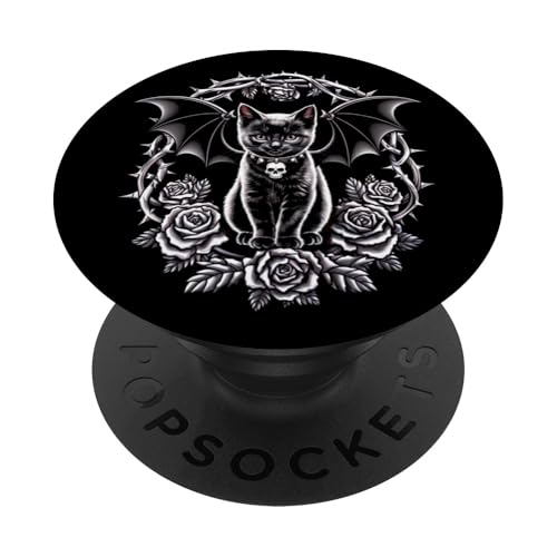 Schwarze Katze, Gothic, Kätzchen, Totenköpfe, Rose, Halloween, Mutter, Papa PopSockets Klebender PopGrip Schwarze Katze, Gothic, Kätzchen, Totenköpfe, Rose, Halloween, Mutter, Papa PopSockets Klebender PopGrip von BlackCatAxis1