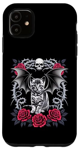 Schwarze Katze, Gothic, Totenköpfe, Rose, Kätzchen, Halloween, Mutter, Papa Hülle für iPhone 11 Schwarze Katze, Gothic, Totenköpfe, Rose, Kätzchen, Halloween, Mutter, Papa Hülle für iPhone 11 von BlackCatAxis1