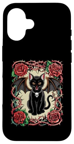 Schwarze Katze, Gothic, Totenköpfe, Rose, Kätzchen, Halloween, Mutter, Papa Hülle für iPhone 16 Schwarze Katze, Gothic, Totenköpfe, Rose, Kätzchen, Halloween, Mutter, Papa Hülle für iPhone 16 von BlackCatAxis1