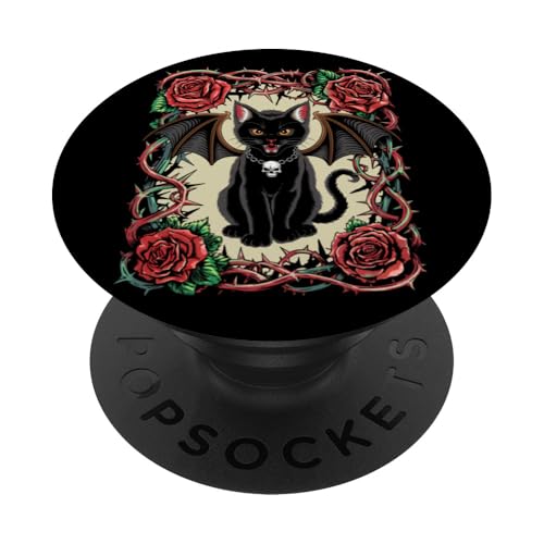 Schwarze Katze, Gothic, Totenköpfe, Rose, Kätzchen, Halloween, Mutter, Papa PopSockets Klebender PopGrip Schwarze Katze, Gothic, Totenköpfe, Rose, Kätzchen, Halloween, Mutter, Papa PopSockets Klebender PopGrip von BlackCatAxis1