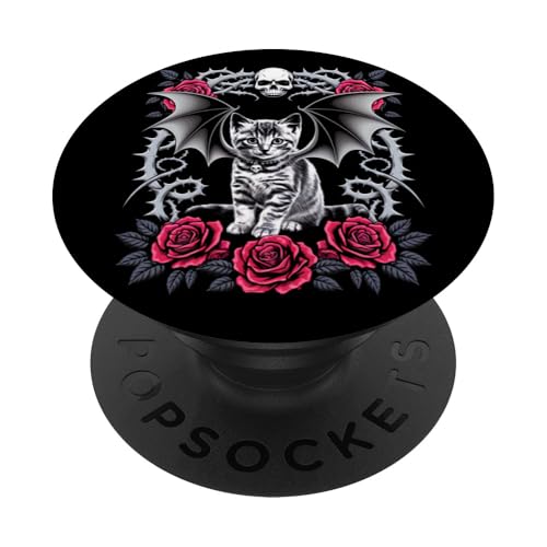 Schwarze Katze, Gothic, Totenköpfe, Rose, Kätzchen, Halloween, Mutter, Papa PopSockets Klebender PopGrip Schwarze Katze, Gothic, Totenköpfe, Rose, Kätzchen, Halloween, Mutter, Papa PopSockets Klebender PopGrip von BlackCatAxis1